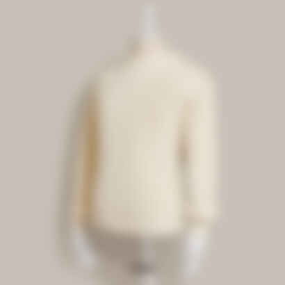 Ribbed Cotton Raglan Sweater in Light Cream