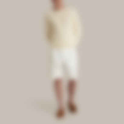 Ribbed Cotton Raglan Sweater in Light Cream